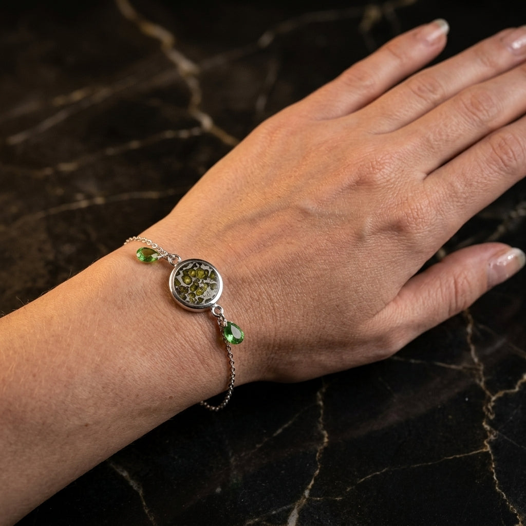 Pallasite Chain Drop Bracelet
