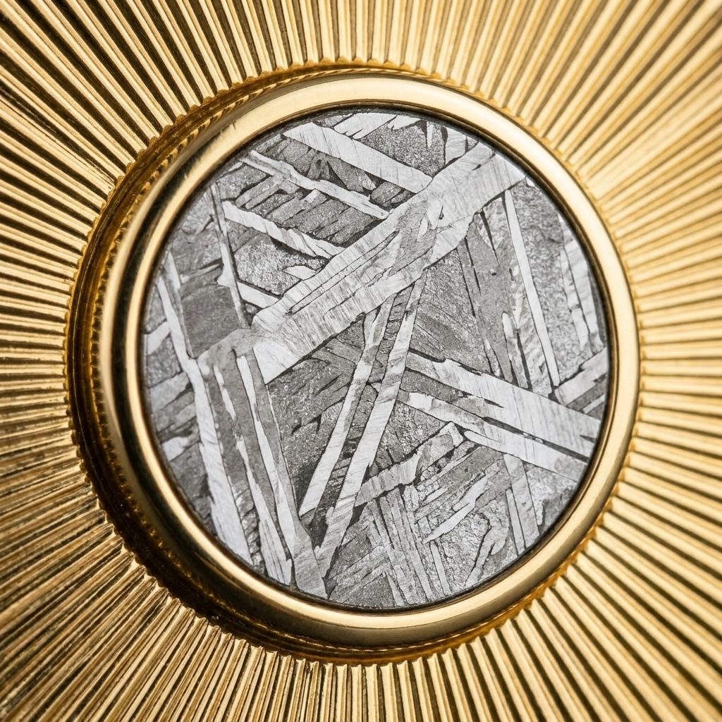 Helios Sun - Muonionalusta Meteorite and Gold Sunburst - Cufflinks