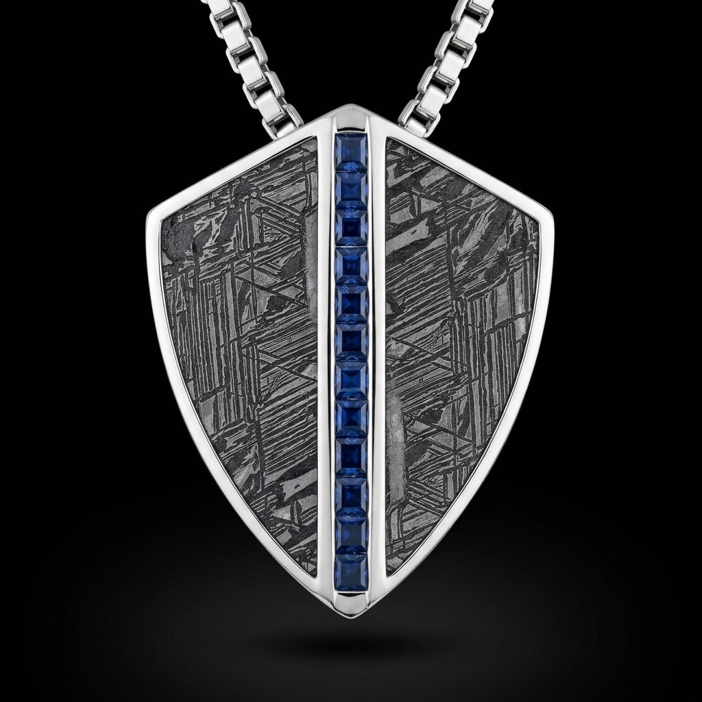 Cosmic Shield Meteorite Sapphire Pendant