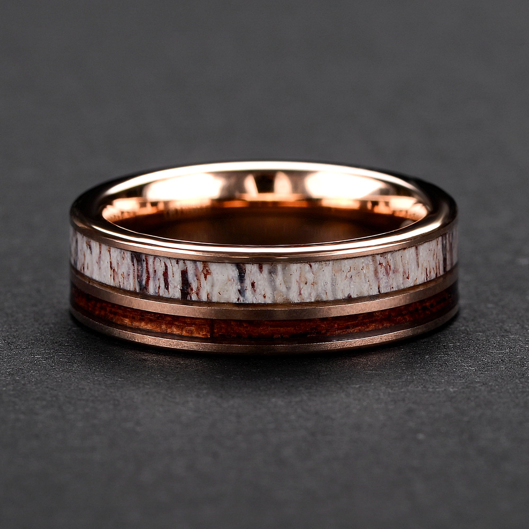 Tungsten Meteorite Ring for Women | Gold Plated Wedding Band | 6mm