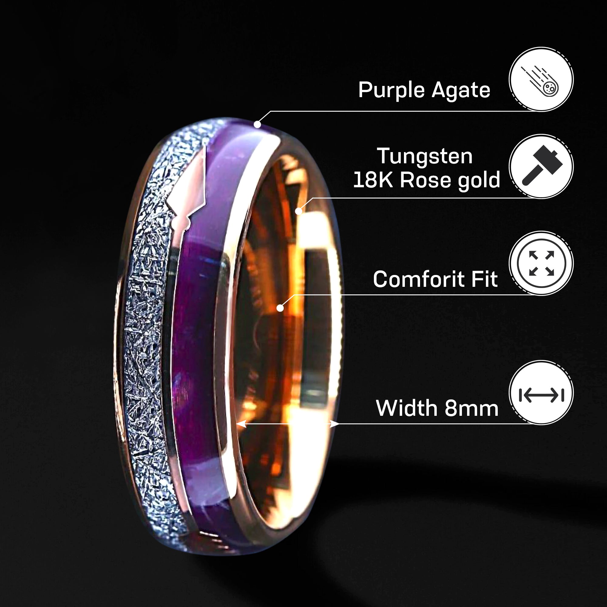 Agate Arrow - 3 PCs Couples Ring Set | Sterling Silver Engagement Ring | Wedding Band Man and Woman
