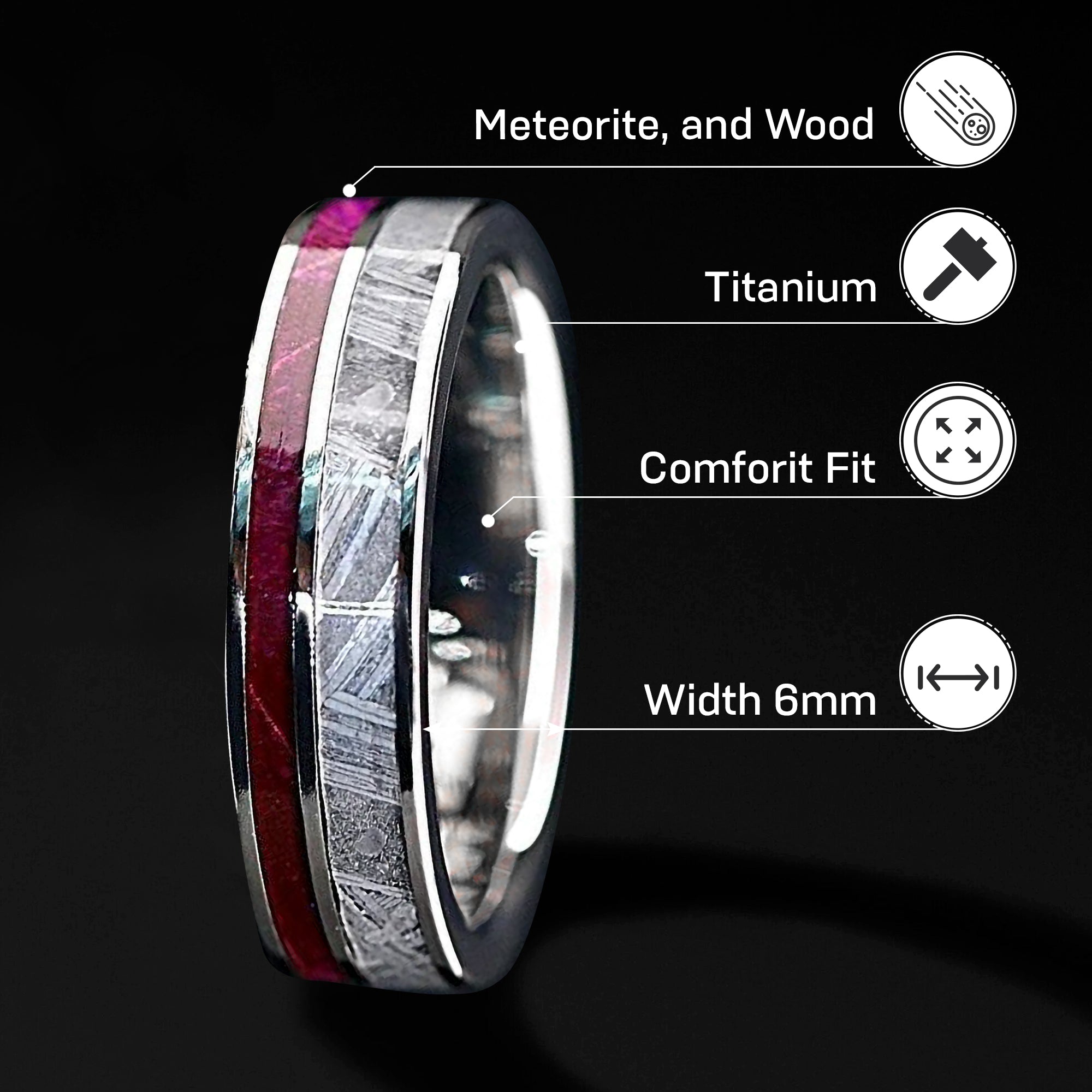 Cosmic Violet Timber Set - Meteorite Couple Engagement Ring Set | Certified Moissanite Ring Set D-Color VVS1 | Unique Women Engagement Ring
