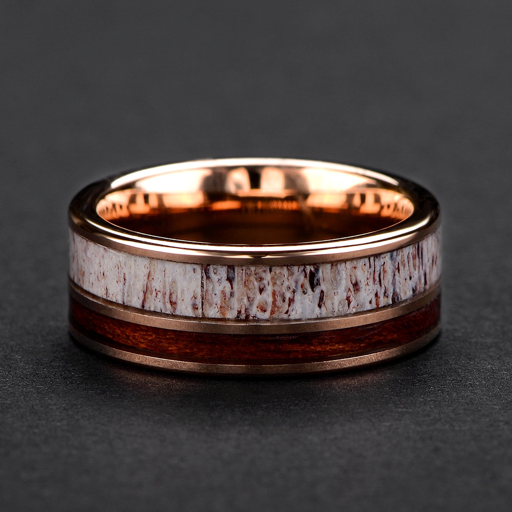 Tungsten Meteorite Ring for Men | Gold Plated Wedding Band | 8mm