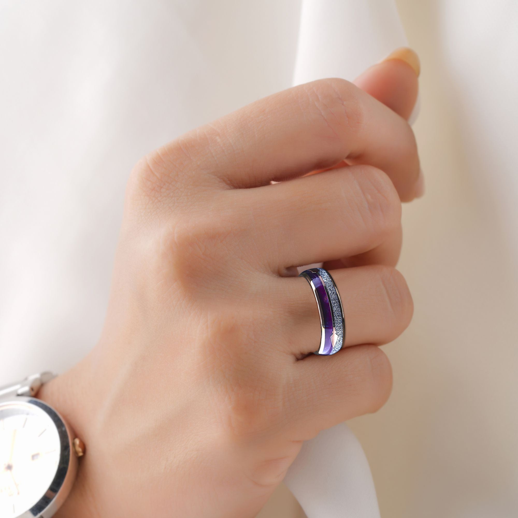 Agate Arrow - 3 PCs Couples Ring Set | Sterling Silver Engagement Ring | Wedding Band Man and Woman