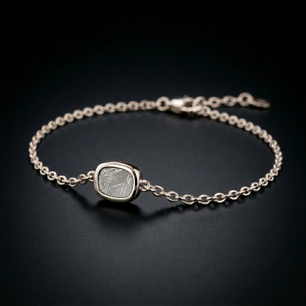 Meteorite Chain Bracelet — White Gold