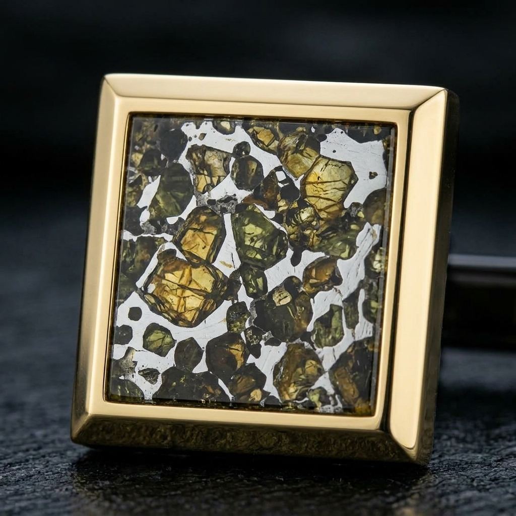 Stellar Meridian — macro of olivine crystals in silver matrix