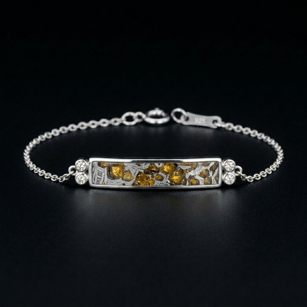 Pallasite Bar Chain Bracelet