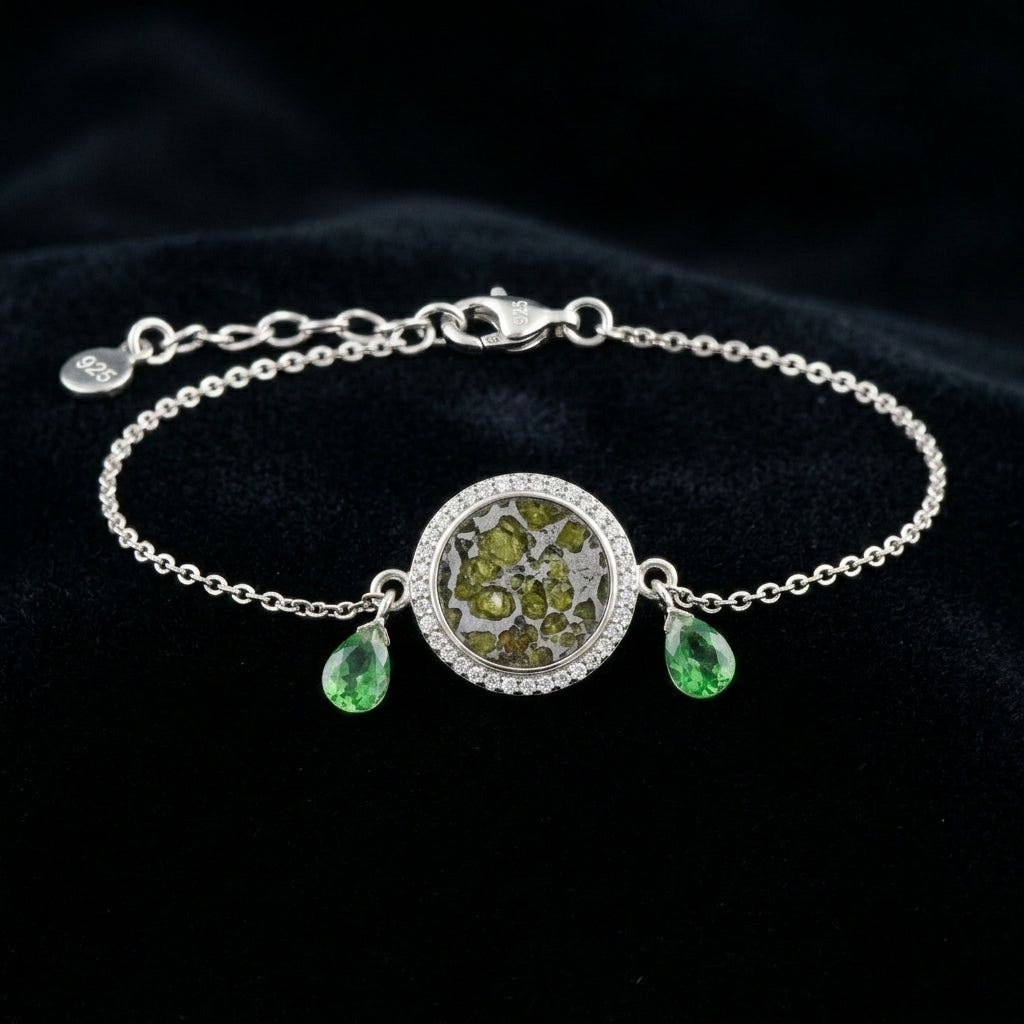 Pallasite Chain Drop Bracelet