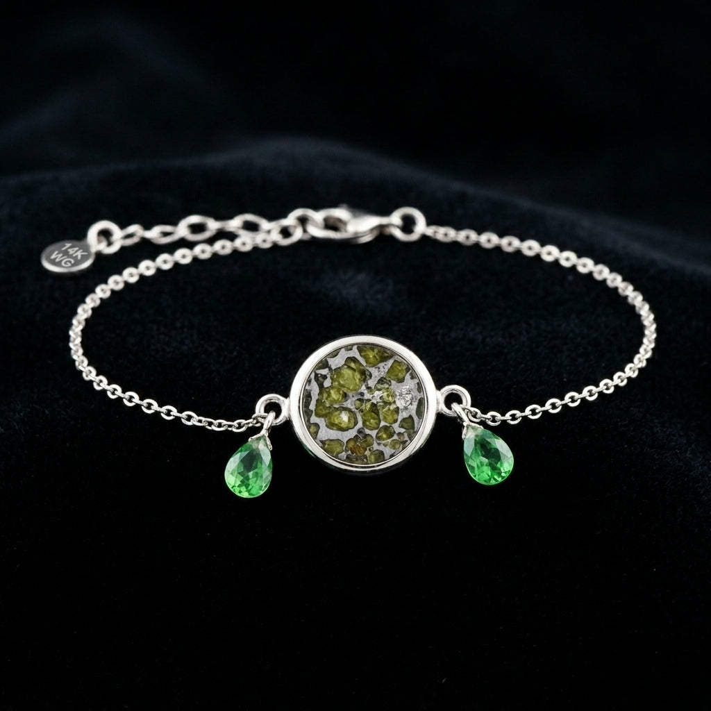 Pallasite Chain Drop Bracelet