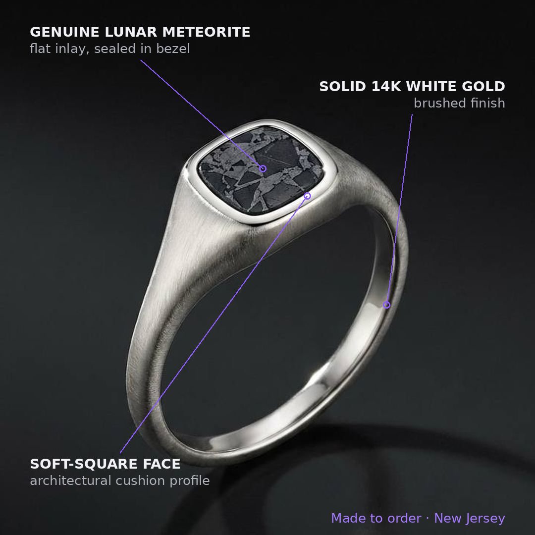 Artemis - Lunar Meteorite - Signet Ring — annotated