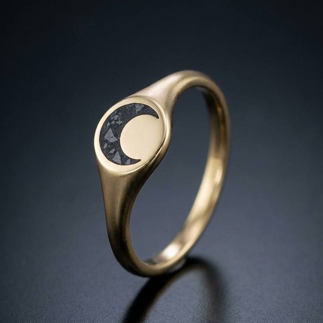 Crescent - Lunar Meteorite - Signet Ring — hero