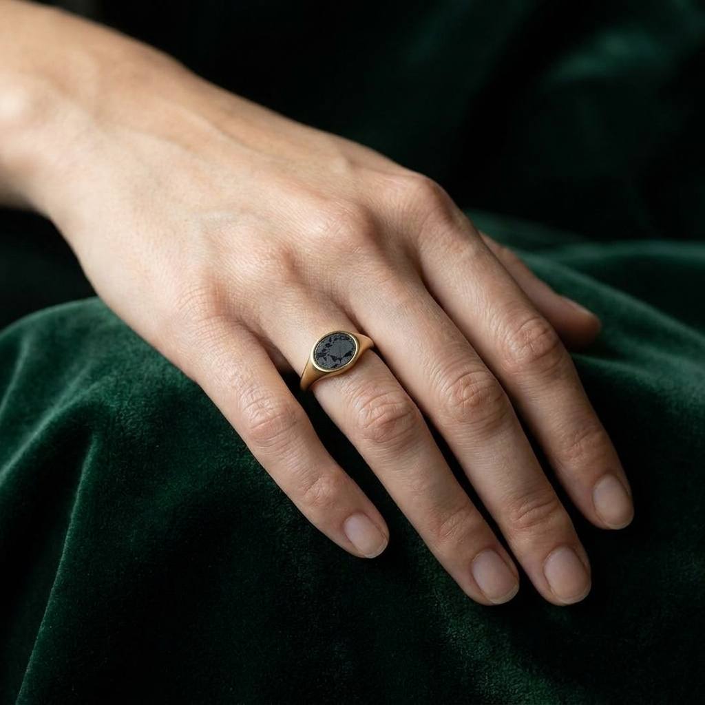 Luna - Lunar Meteorite - Signet Ring — lifestyle_hand