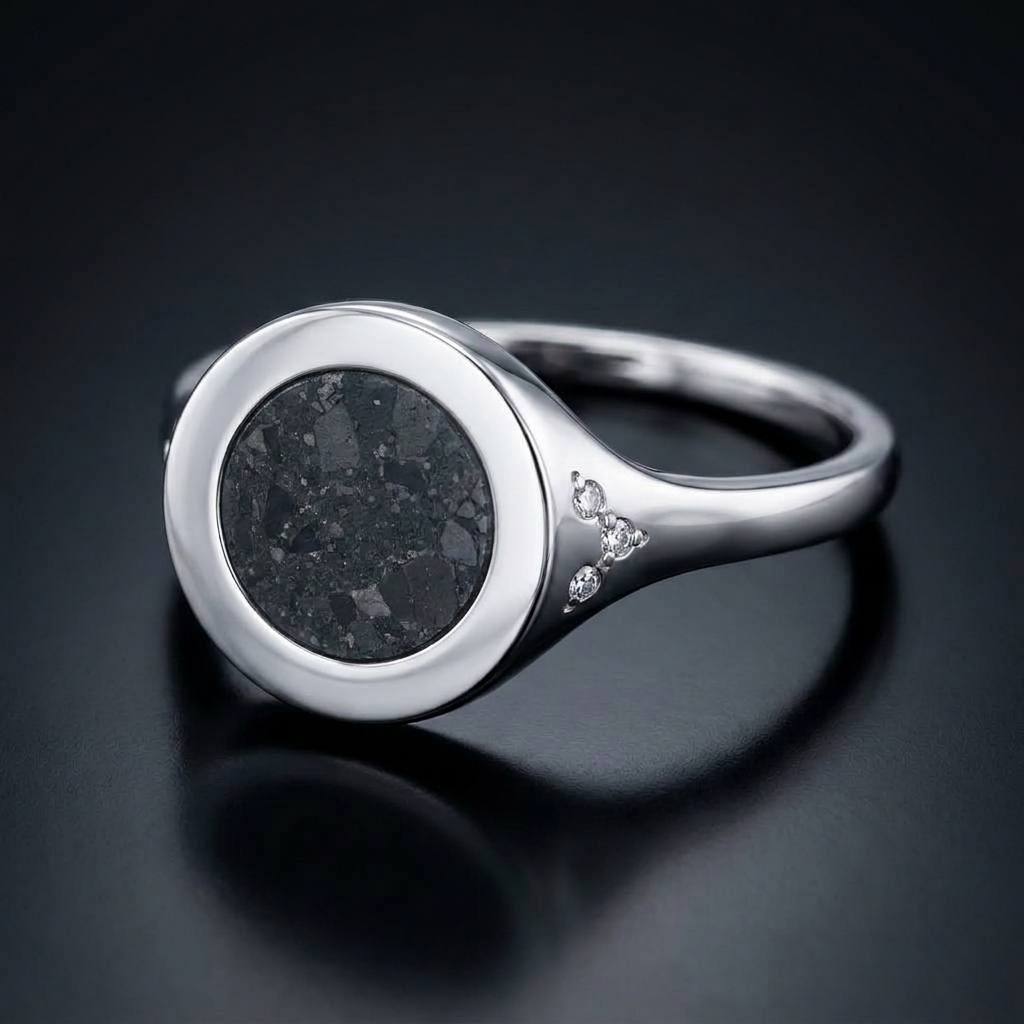 Nova - Lunar Meteorite and Moissanite - Signet Ring — hero