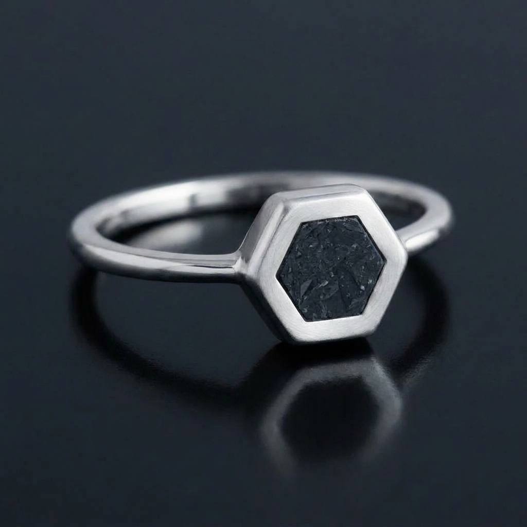 Stella - Lunar Meteorite - Signet Ring — sterling silver version