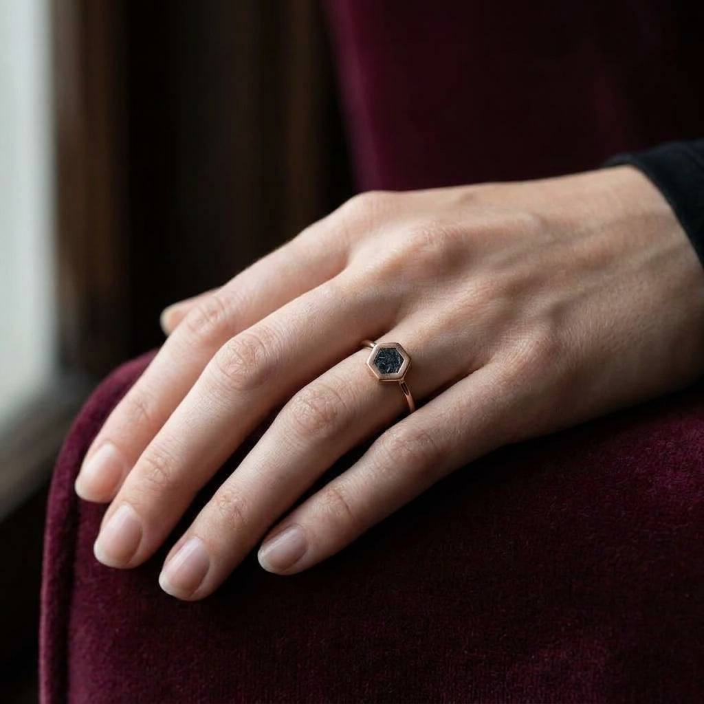 Stella - Lunar Meteorite - Signet Ring — stella_lifestyle_hand