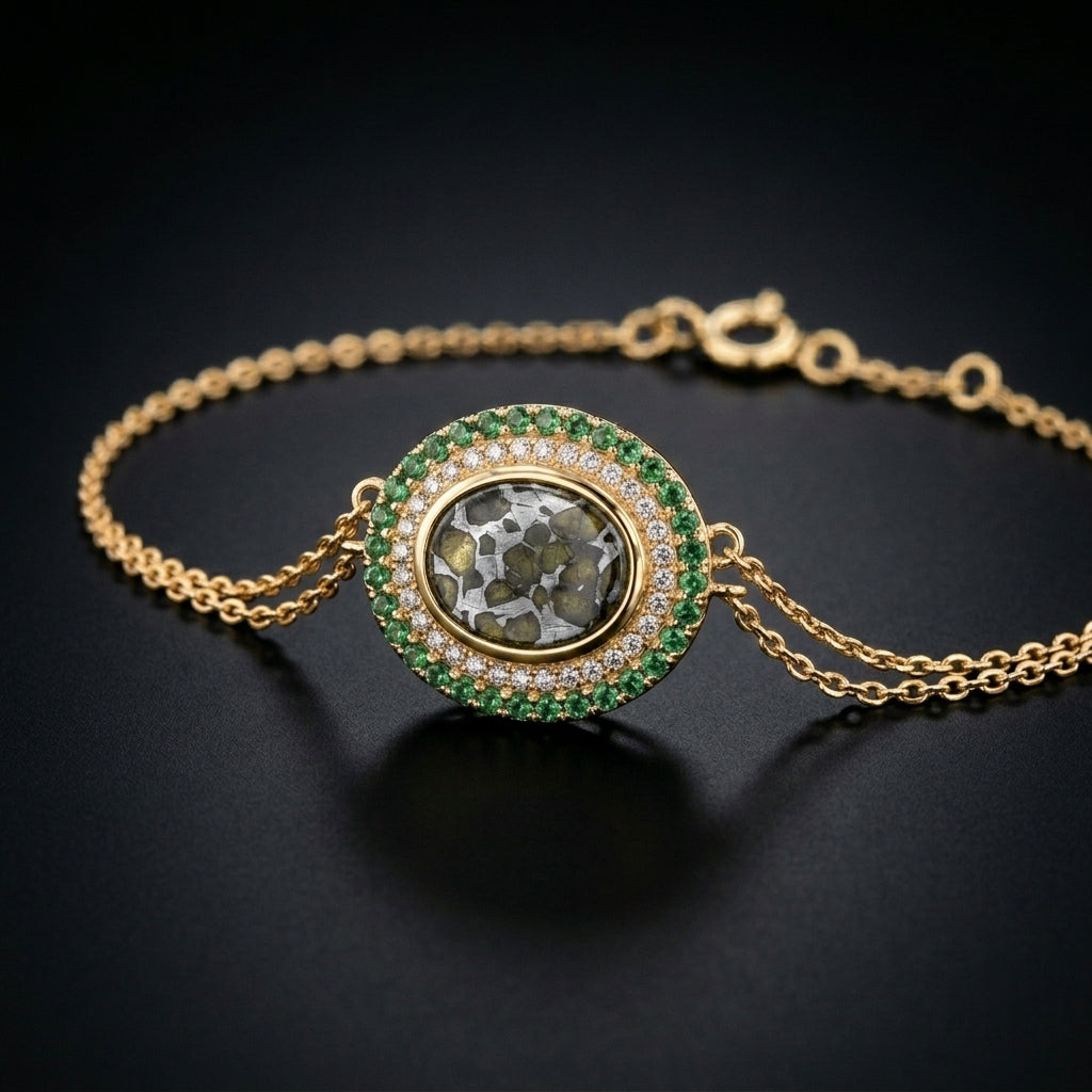 Pallasite Halo Pendant