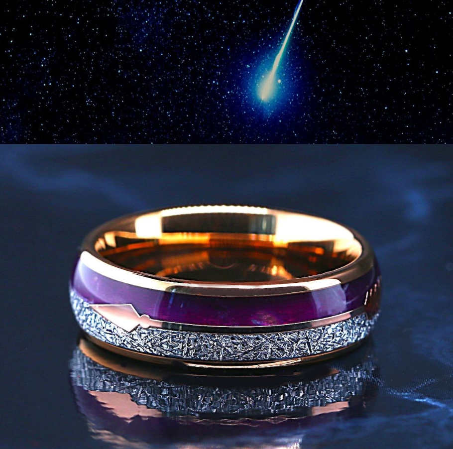 Agate Arrow - 3 PCs Couples Ring Set | Sterling Silver Engagement Ring | Wedding Band Man and Woman