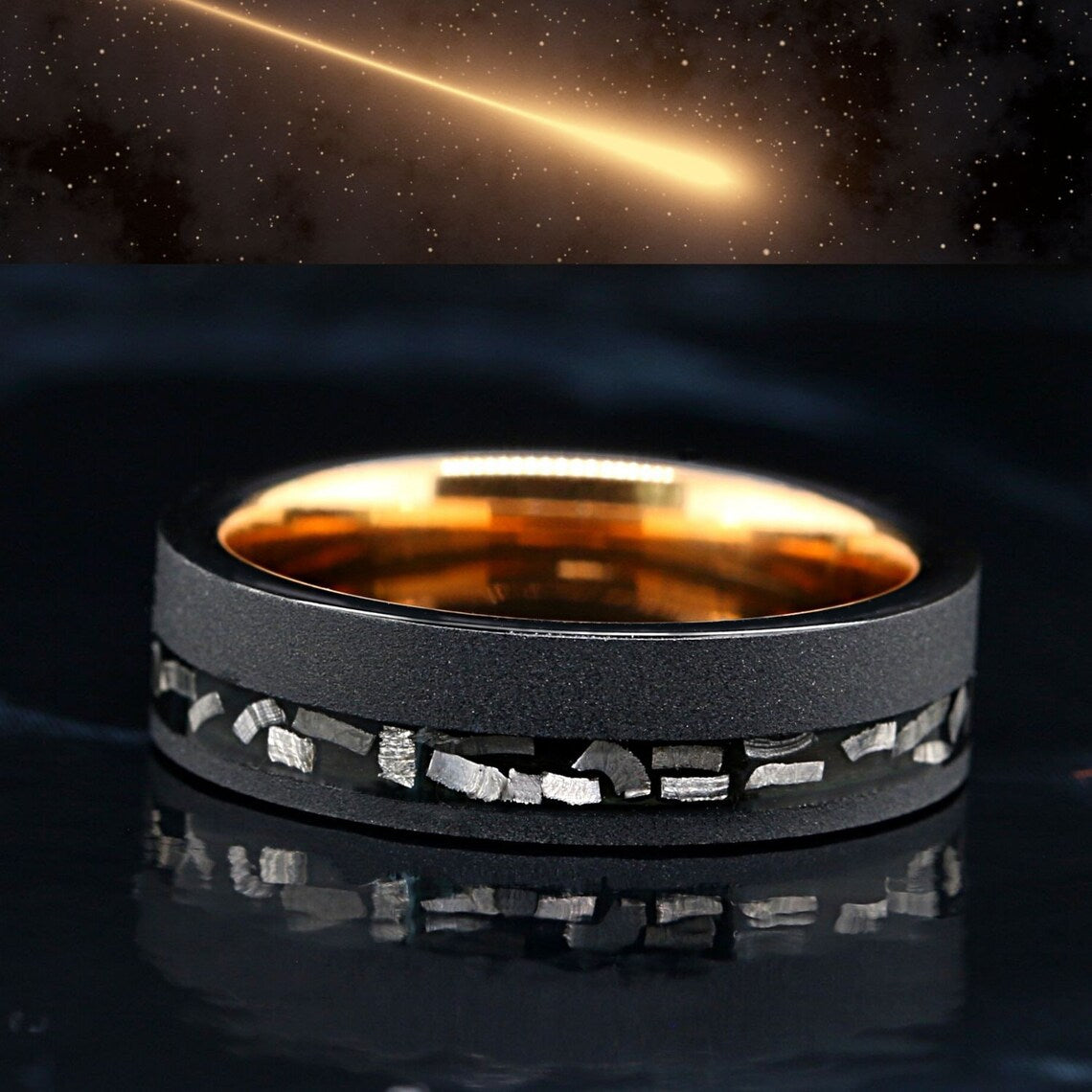 Meteorite Wedding Band | Tungsten Wedding Band for Her
