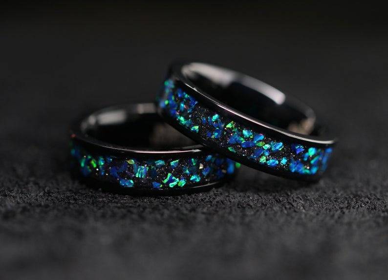 Night Universe Opal Wedding Band for Her | Wedding band for Women