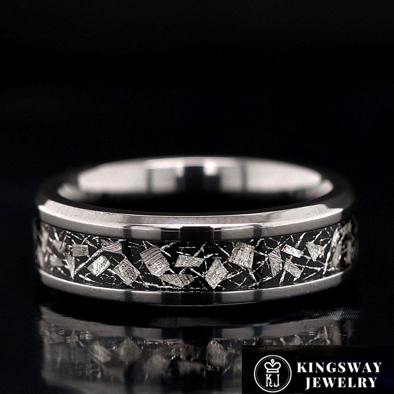 Natural Meteorite Band for Men | Unique Men’s Wedding Band