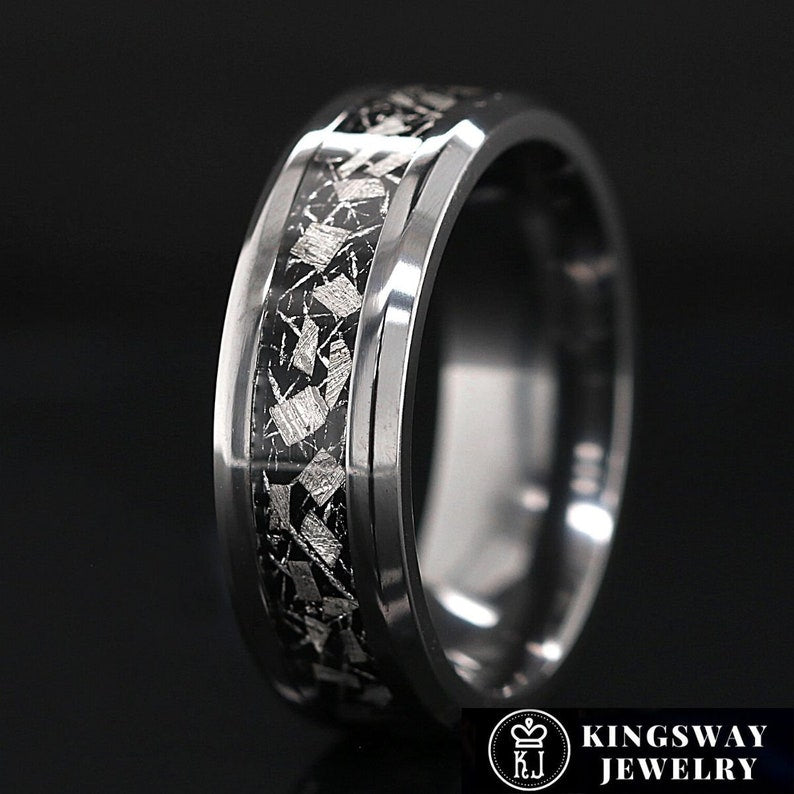 Natural Meteorite Band for Men | Unique Men’s Wedding Band