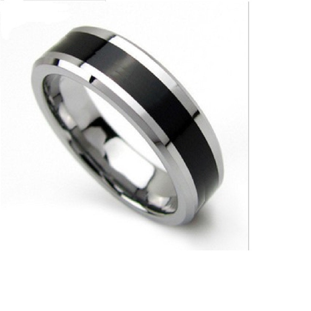 Black Stainless Steel Wedding Band Mens Black Ring