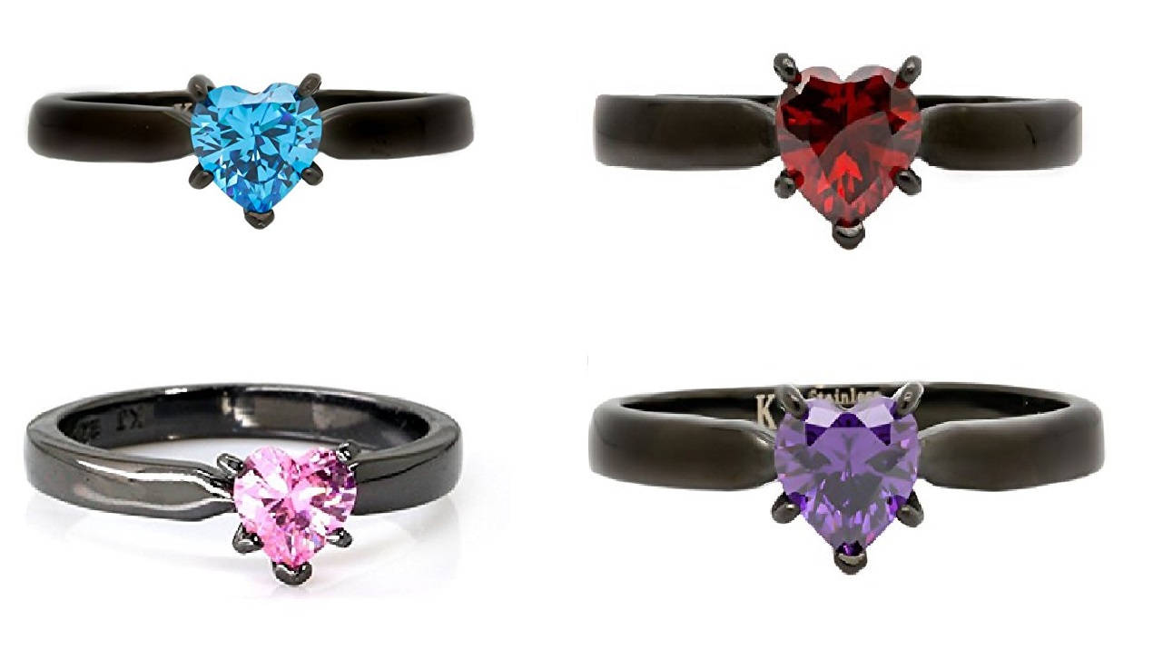 Midnight Bliss - Elegant Engagement Ring for Her | Stainless Steel Wedding Ring for Women | Durable & Stylish Design