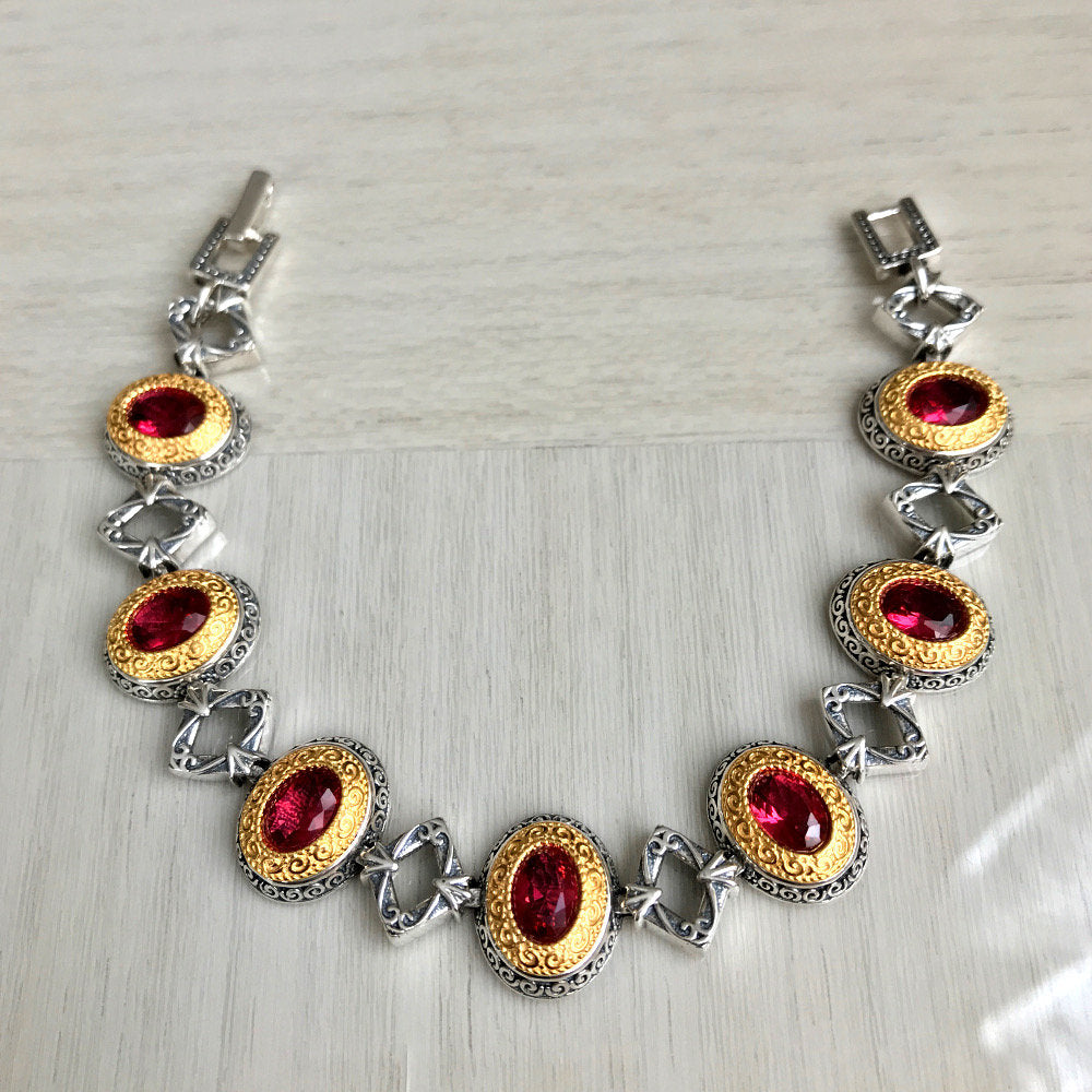 Antique Style STERLING SILVER Luxury Bracelet, Ring, Chain and Pendant Set