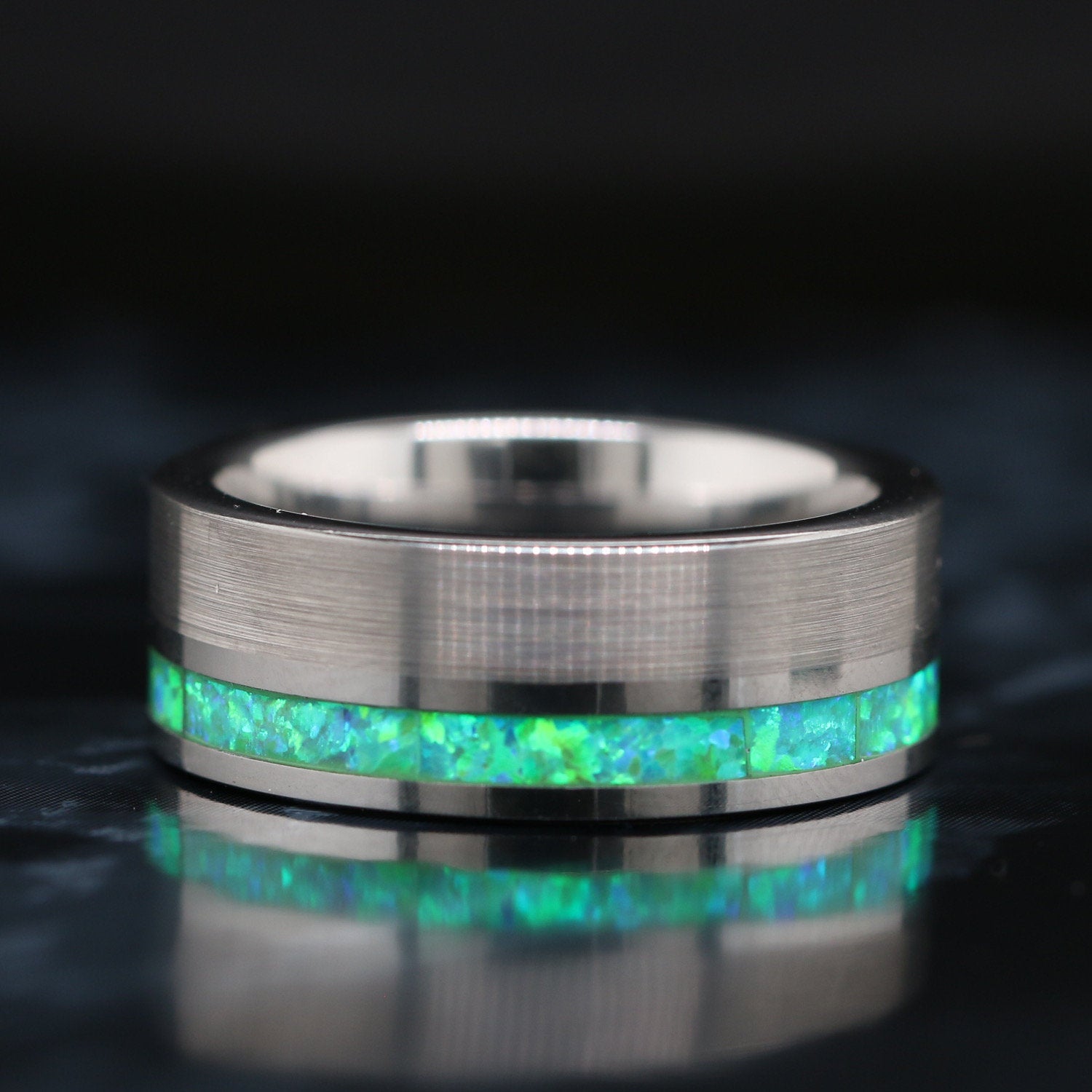 His and Her Green Opal Wedding Ring Set Green Opal Rings