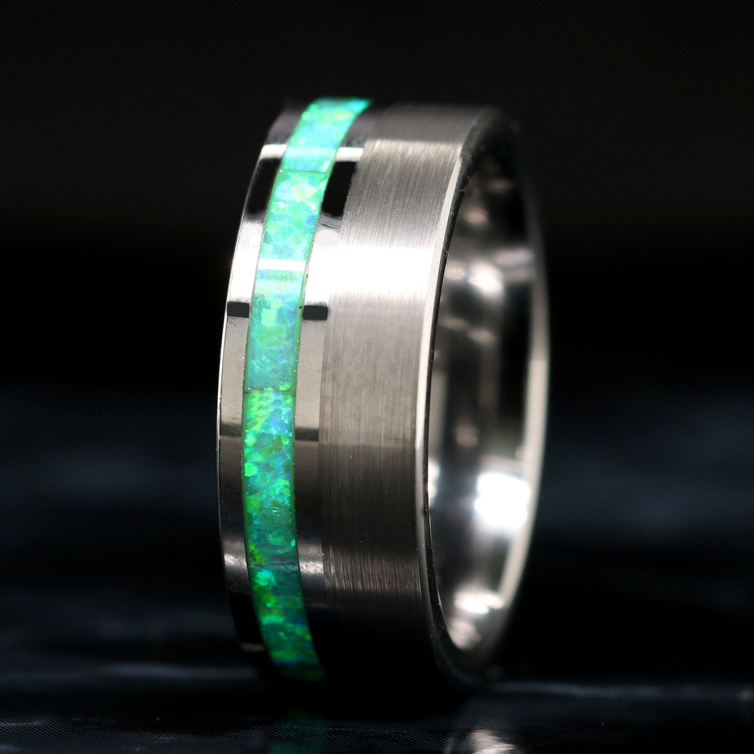 His and Her Green Opal Wedding Ring Set Green Opal Rings