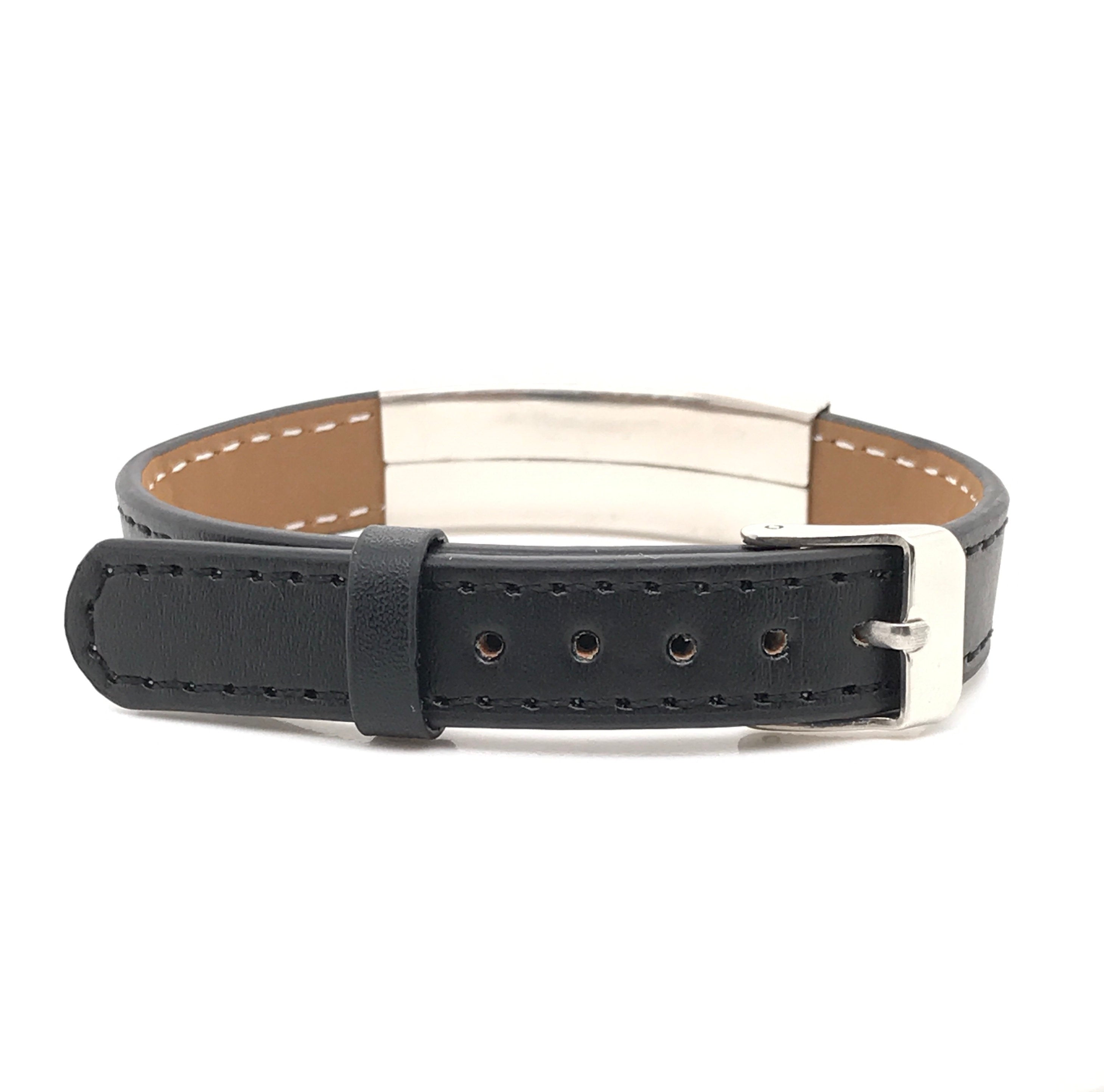 Custom Engraved Leather Bracelet Personalized Family Handprints Nameplate