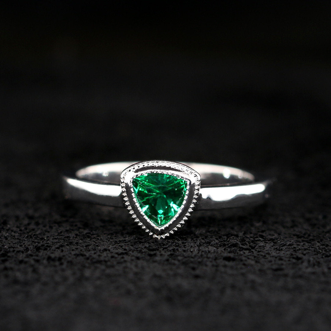2 pc Opal Ring Set Trillion Solitaire Ring