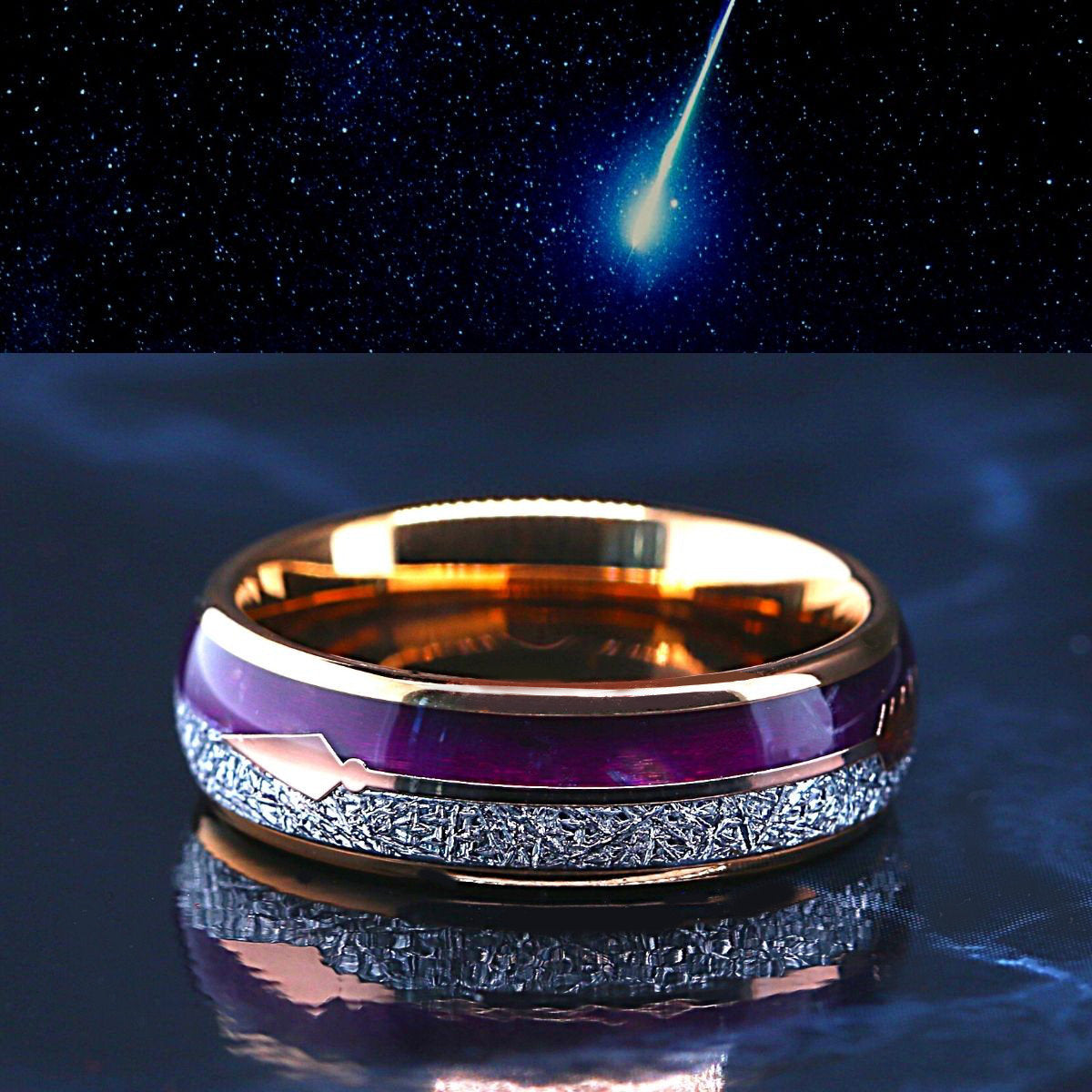 2 PCs Engagement Ring Set | Gold Plated Ring for Women | Tungsten Wedding Band for her
