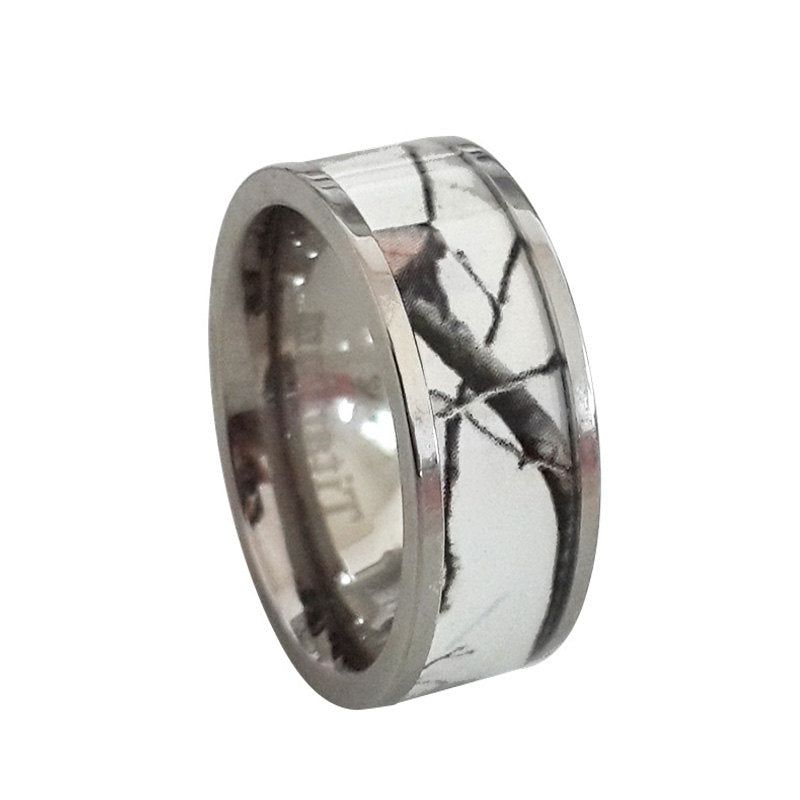 Snow Camo band for Her | Camo wedding bands for Women