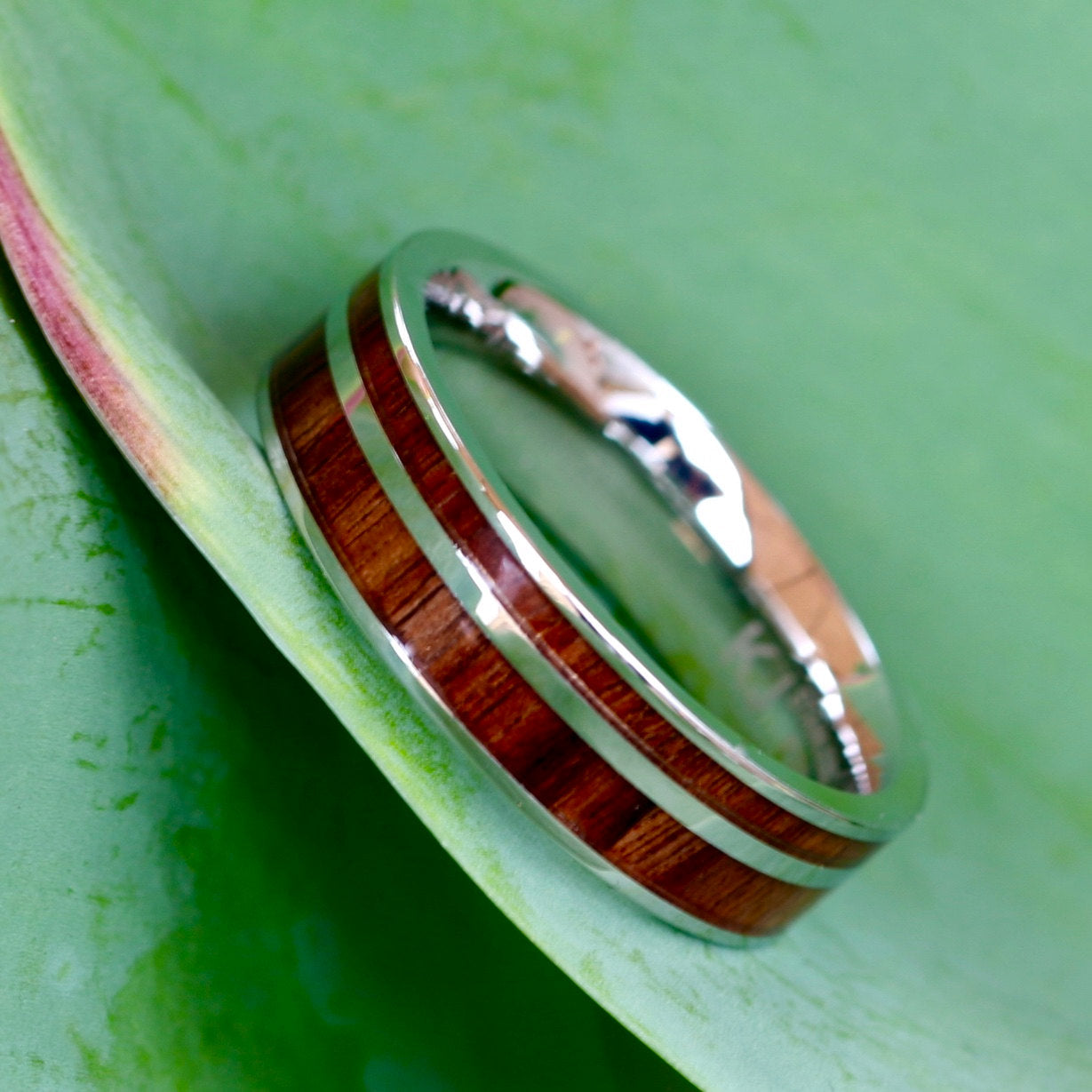 Stainless Steel Koa Wood Ring Wood Wedding Band