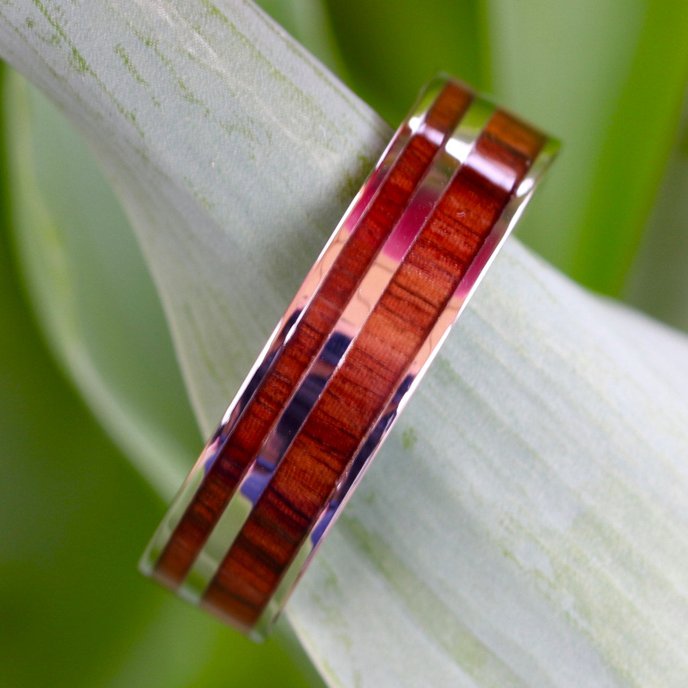 Stainless Steel Koa Wood Ring Wood Wedding Band