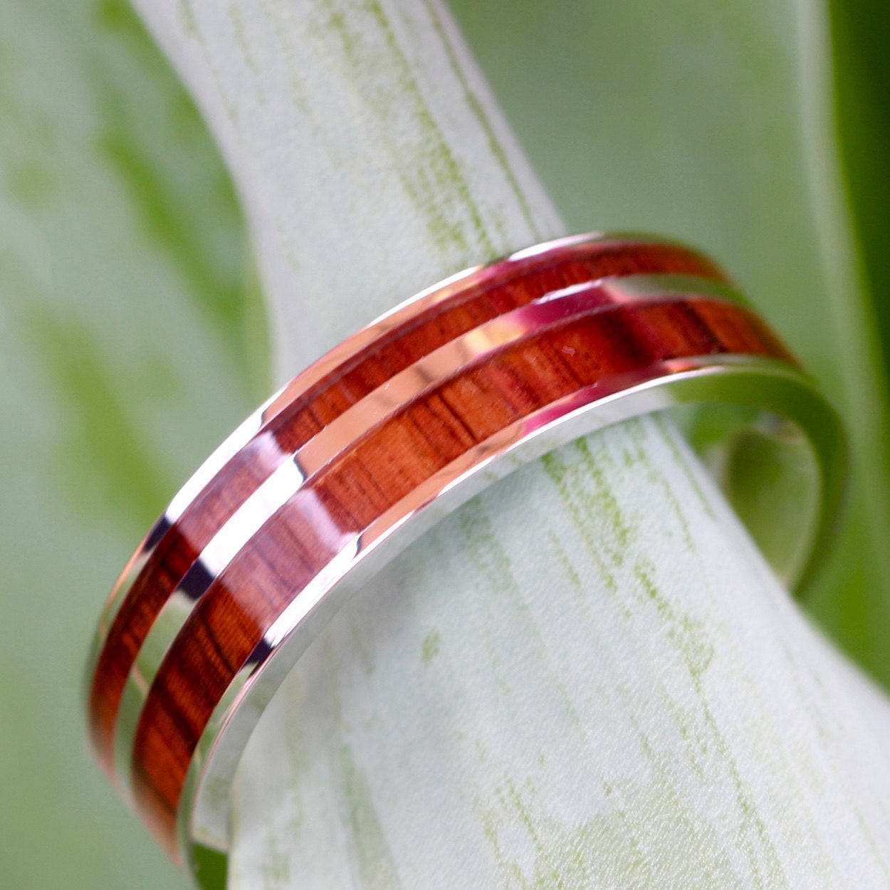 Stainless Steel Koa Wood Ring Wood Wedding Band