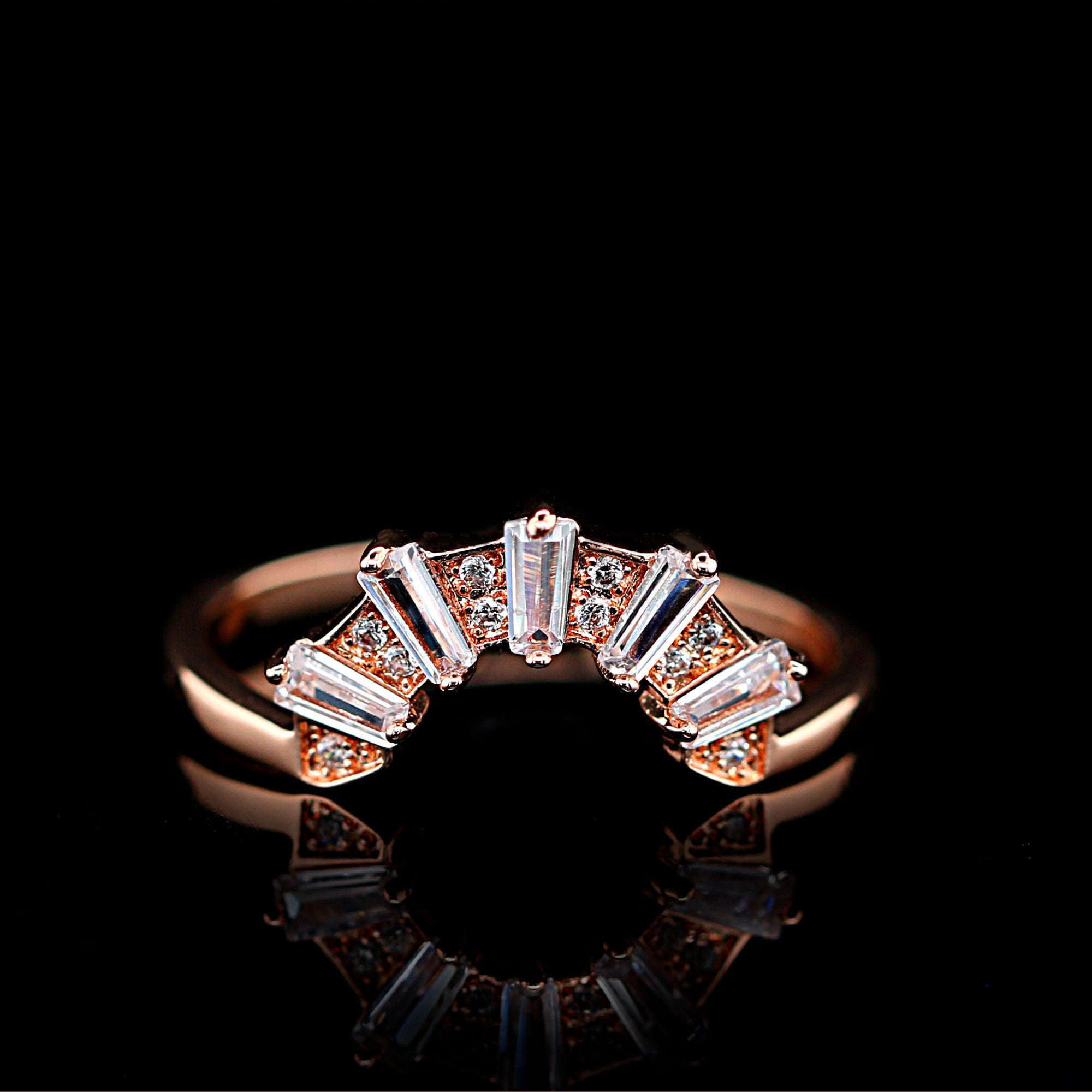 Sky Blue - 14K Gold Ring Set for Women | Sandstone Cubic Zirconia | Certified Moissanite Engagement Ring