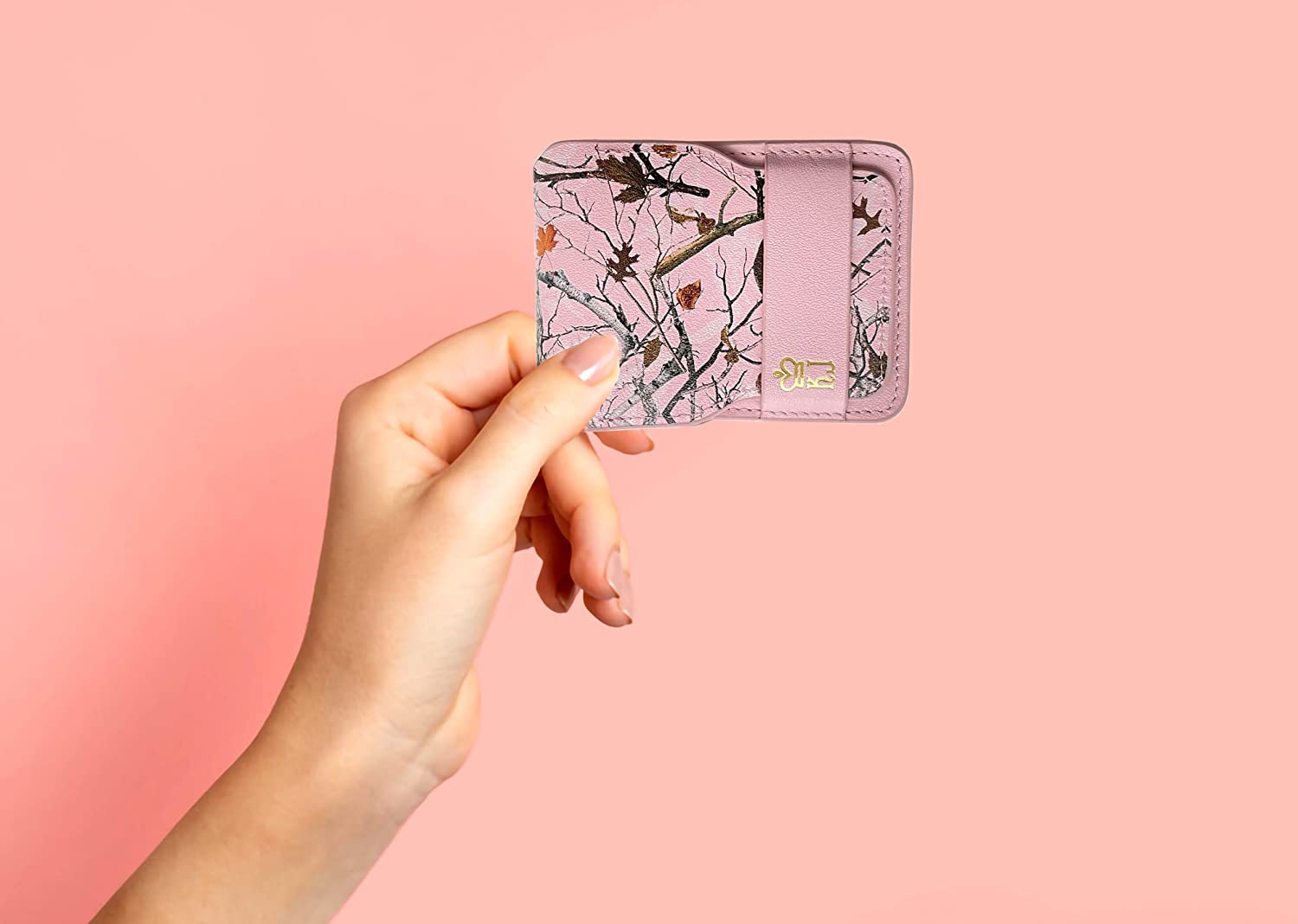 Pink Camo Wallet Leather Minimalist Wallet Unique Camouflage Design