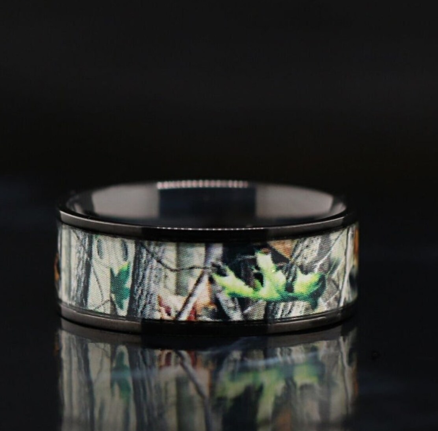 Titanium Black Camo Ring Hunting Camouflage Wedding Band