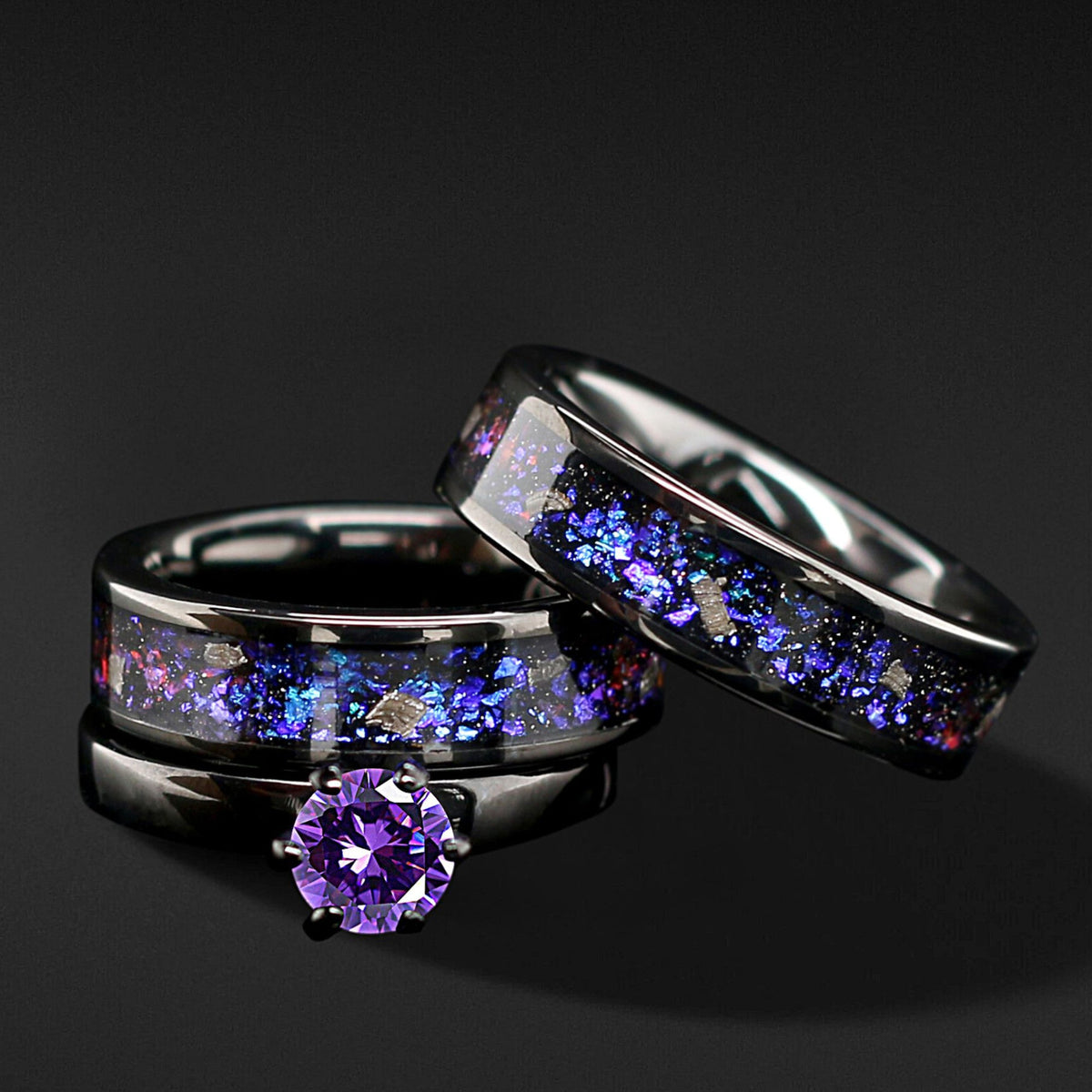 NEBULA Meteorite and Opal Engagement Set