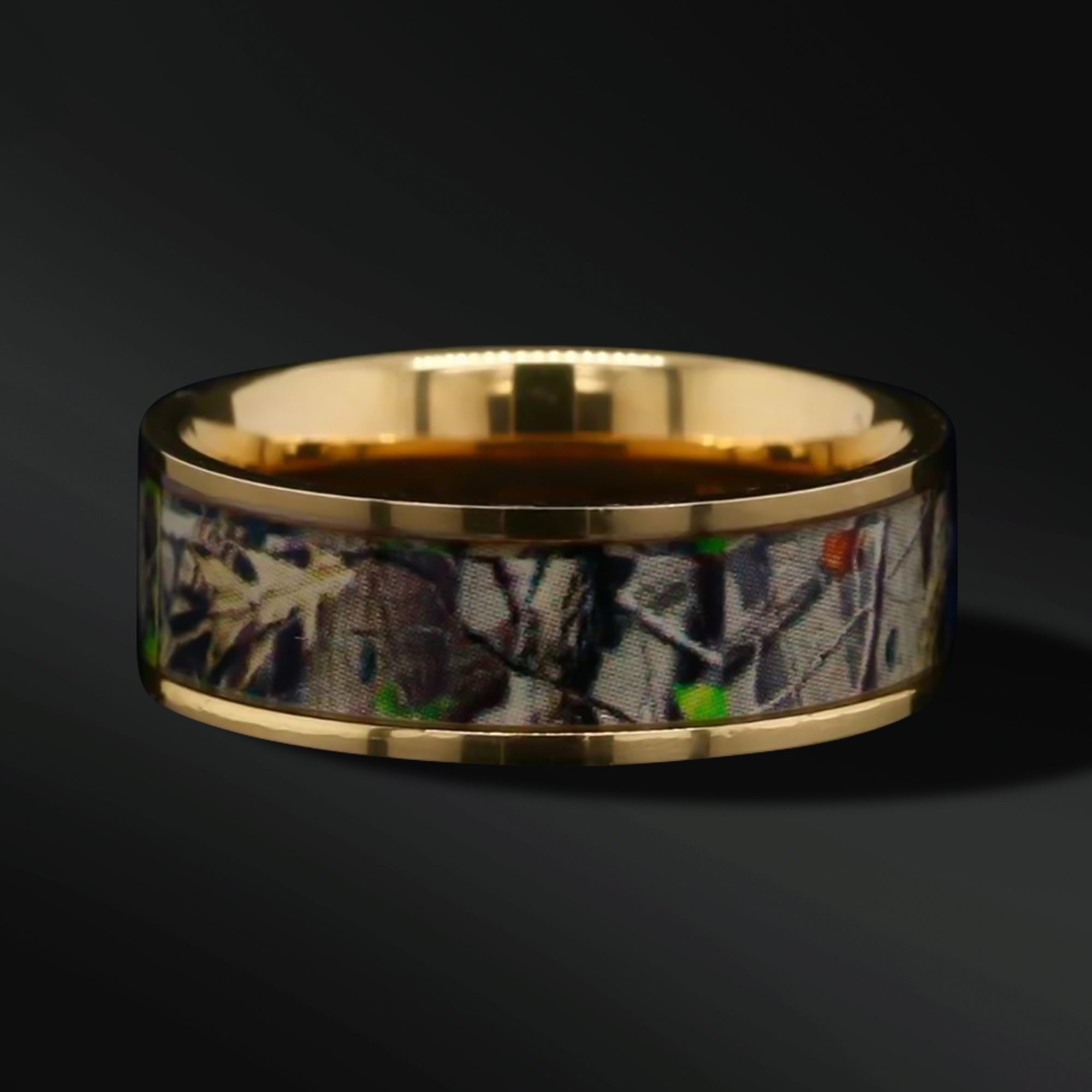 14K Gold Camo Ring Camouflage Wedding Band