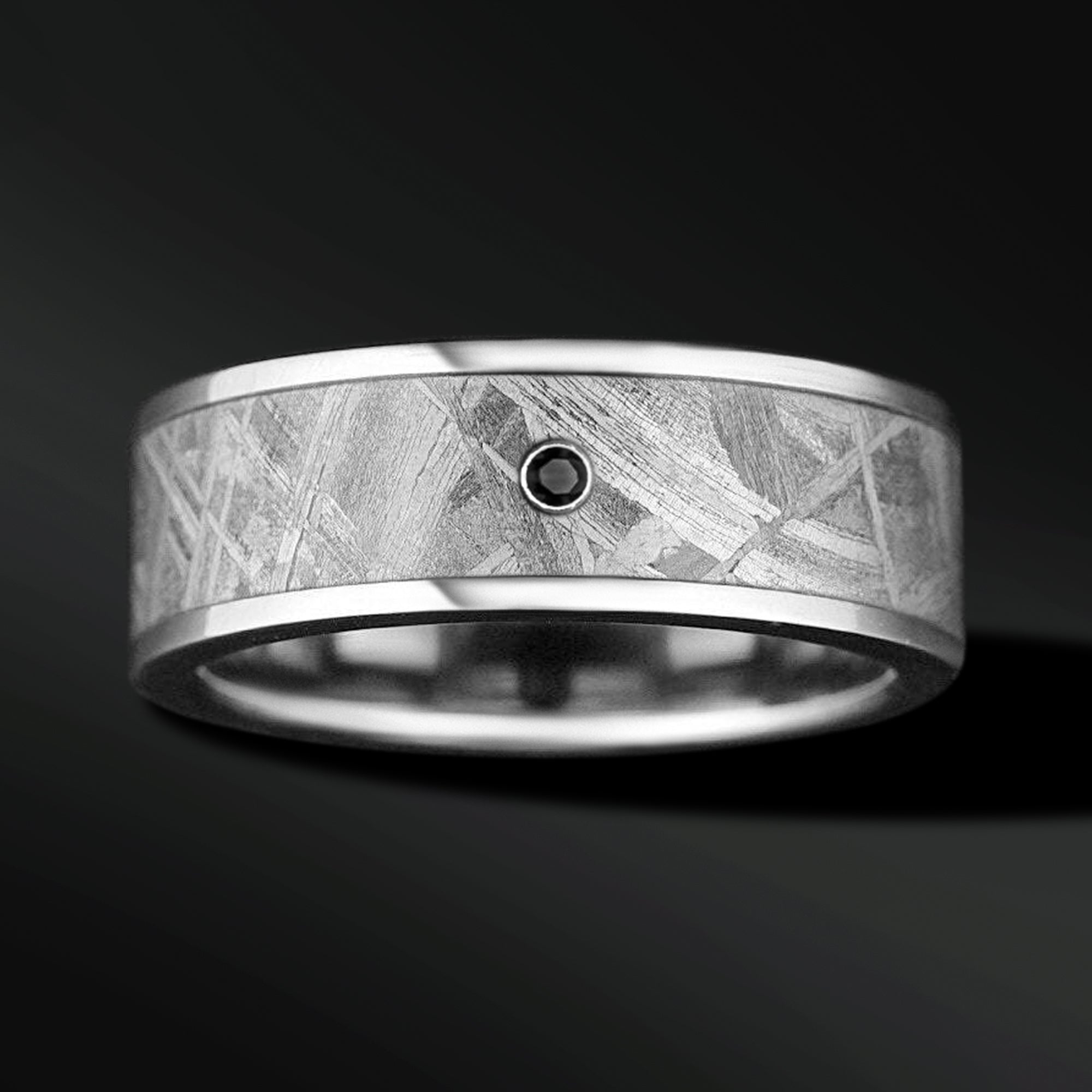 The Lover’s Embrace - Wedding Band for men | Tungsten | Muonionalusta Meteorite Ring for Him | Width 7mm
