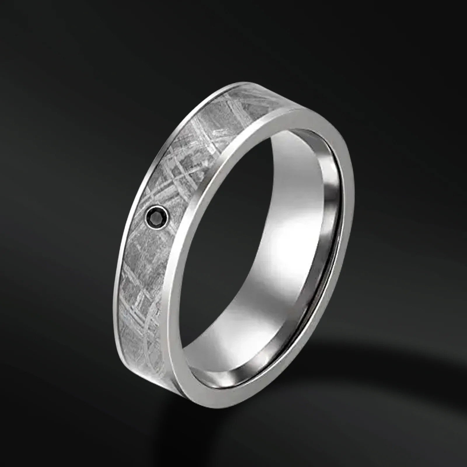 The Lover’s Embrace - Wedding Band for men | Tungsten | Muonionalusta Meteorite Ring for Him | Width 7mm