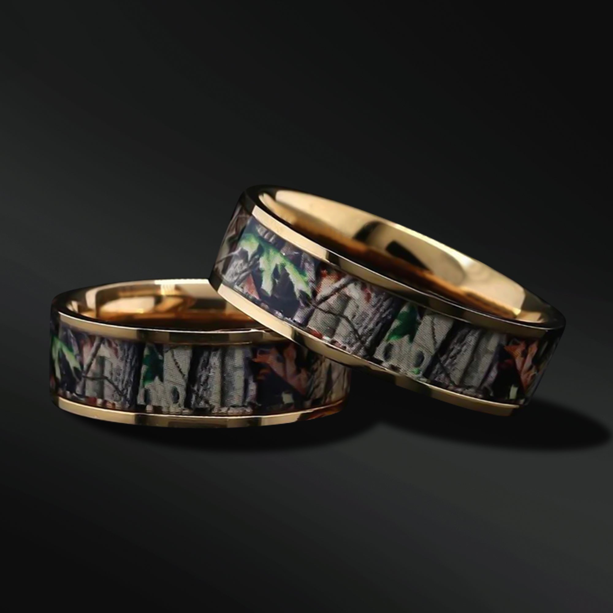 2 PCs Women's Wedding Bands | Titanium Ring for Women | CAMO Design Wedding Band Ring Designs
