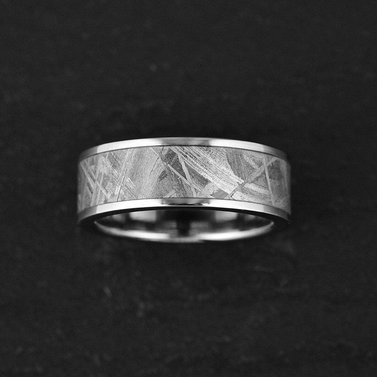 Golden Skyfall - Wedding Band for men | Stainless Steel | Muonionalusta Meteorite Ring for him