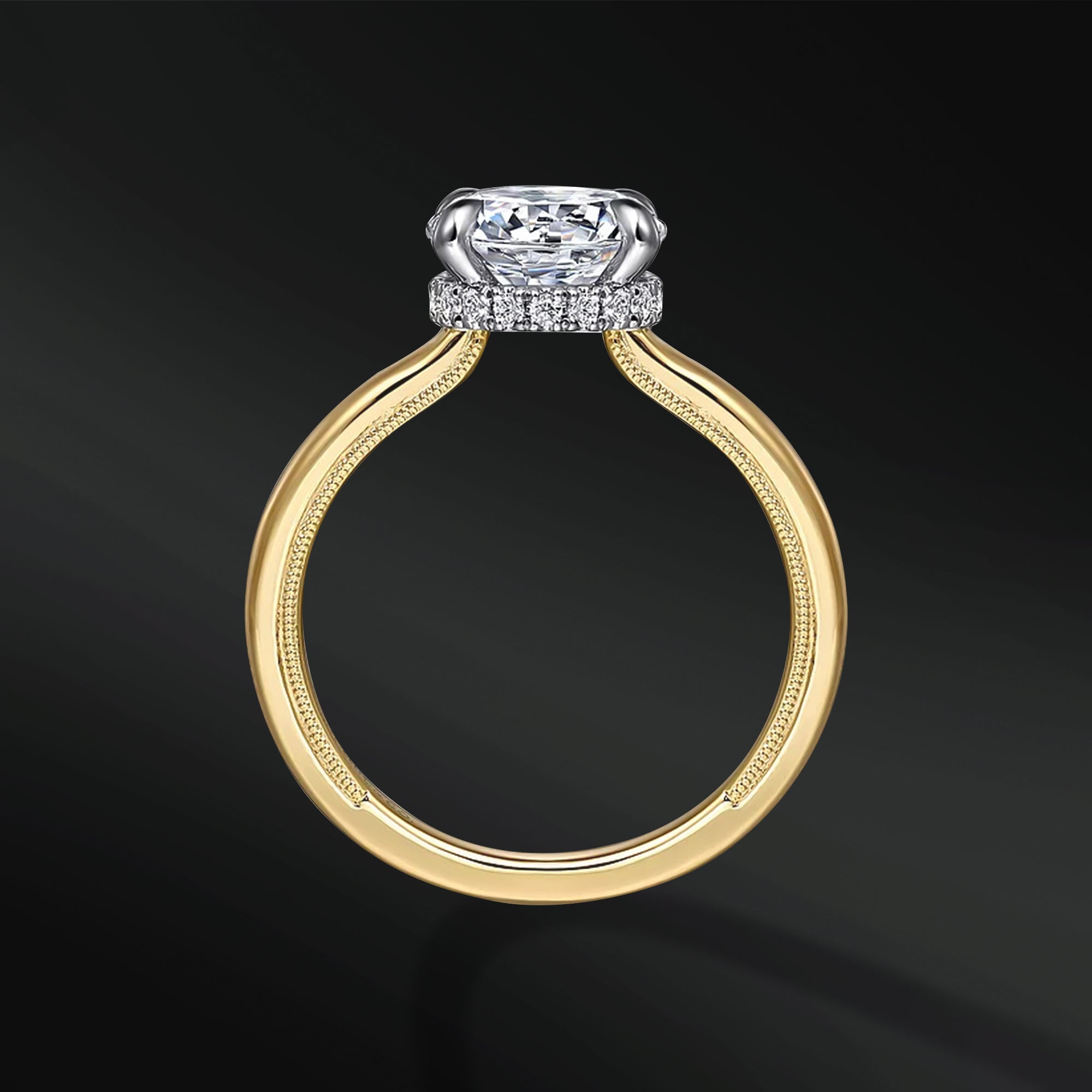 Eternal Orbit - Meteorite & Moissanite Engagement Ring Set | 14K Gold, Cosmic Elegance with 1.3 carat D-Color VVS1 Stones