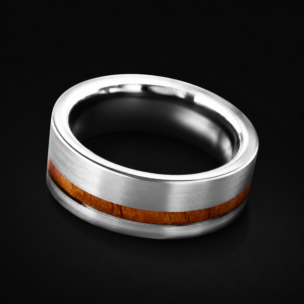 Tungsten Brown Koa Wood Ring - Unisex Engagement Wedding Band