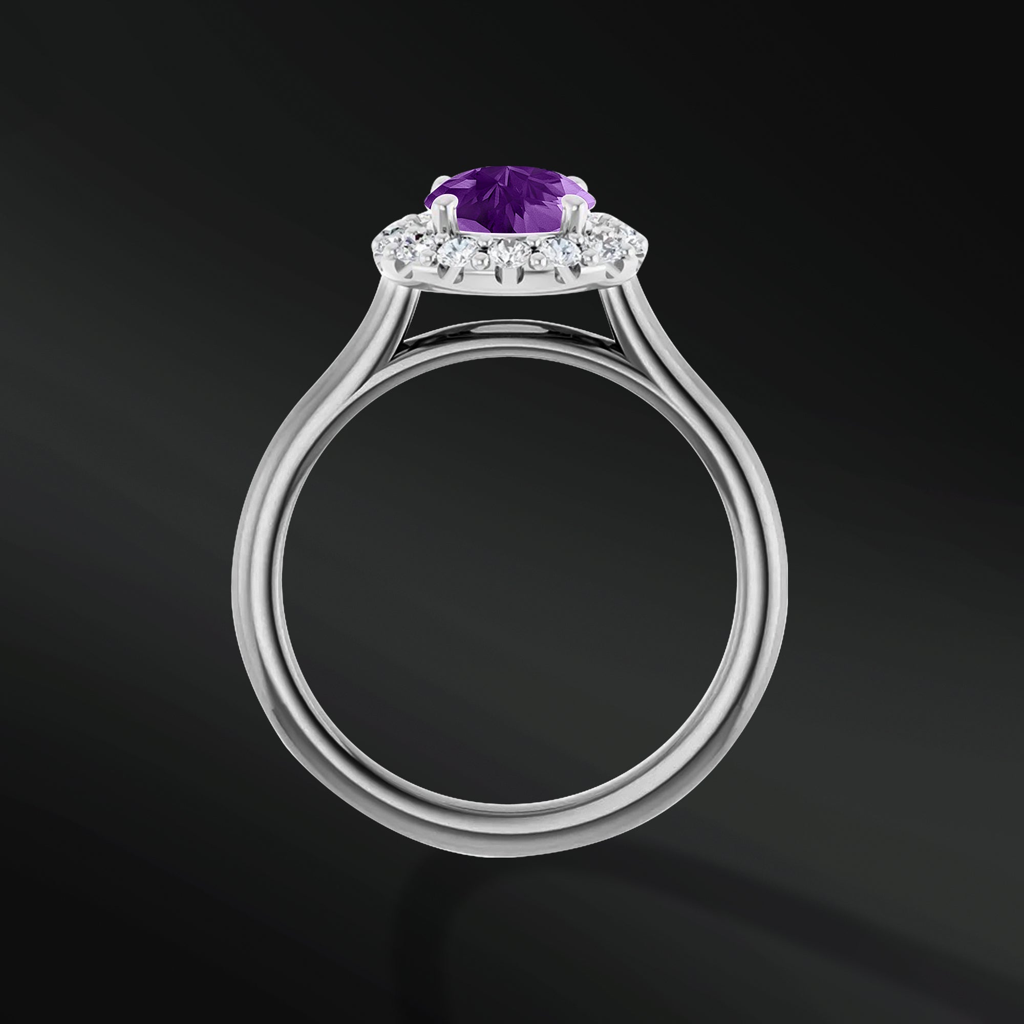 Eternal Amour - 14K Gold Engagement Ring | 6.5mm AAA Amethyst | 1/4 CTW Natural Diamonds | GHI Color, SI2-SI3 Clarity