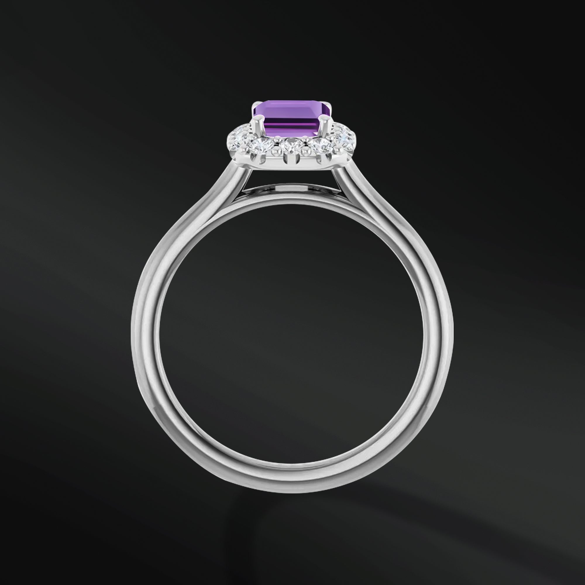 Violet Bliss - 14K Gold Engagement Ring | 7X5mm AAA Amethyst | 1/4 CTW Natural Diamond | GHI Color, SI2-SI3 Clarity